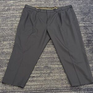 Oak Hill Pleated Navy Waist Relaxer Microfiber Dress Pants